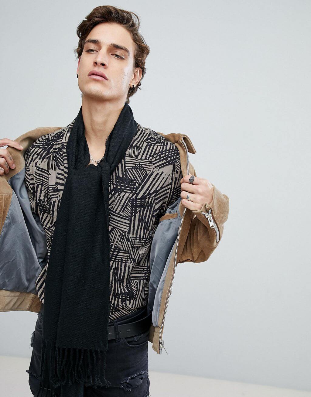 Woven Scarf In Black